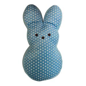 Peeps Commonwealth Plush Blue White Polka Dot Bunny‎ Rabbit Beanie Bottom 9"